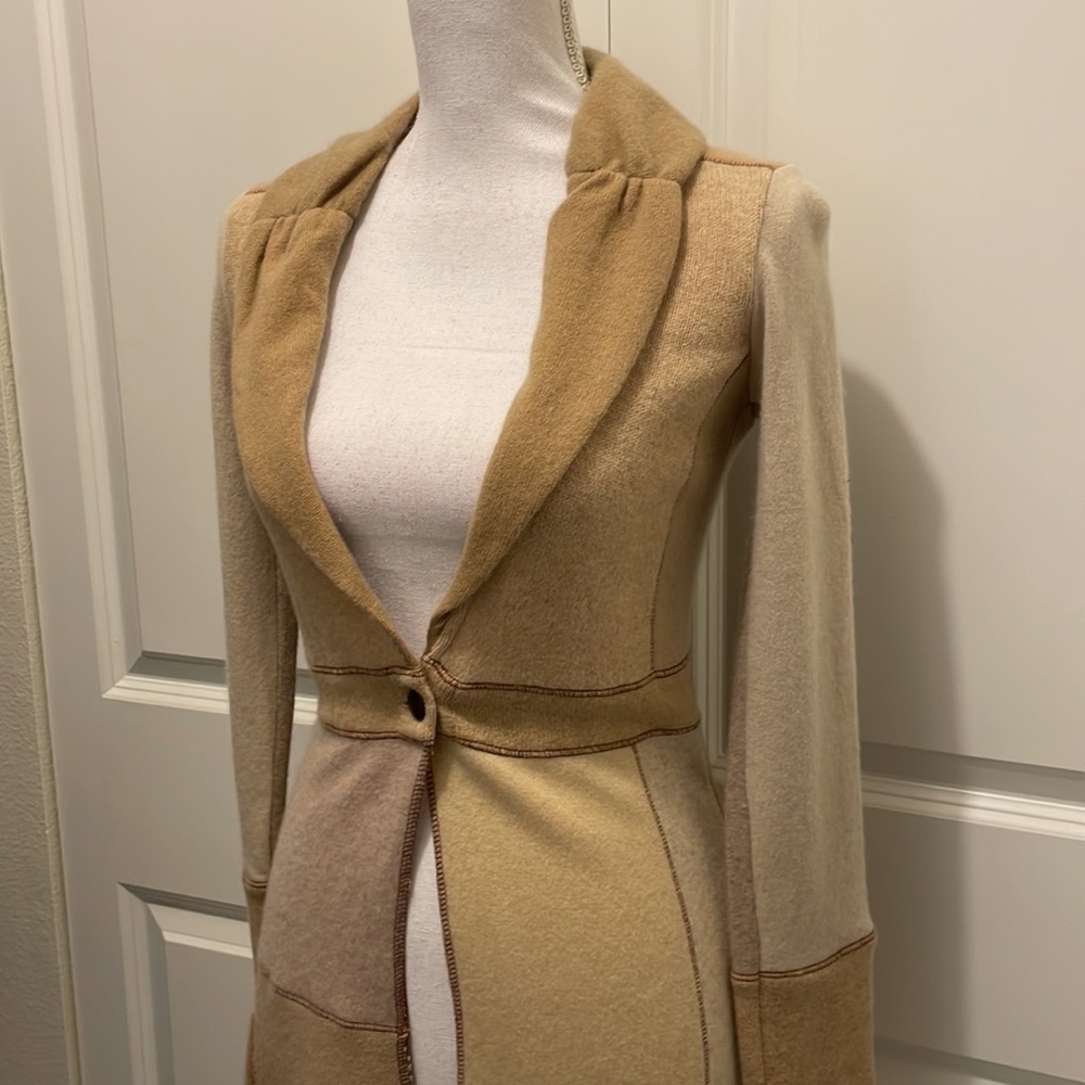 Burning Torch Beige Patchwork Cashmere Sweater Ja… - image 3